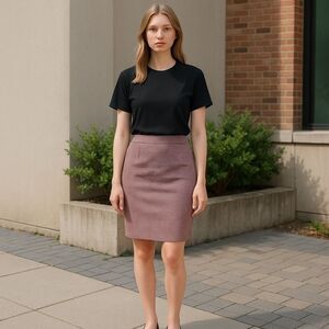 New Liverpool Plaid Print Knit Pencil Skirt Sweet Berry Size XS Office Siren